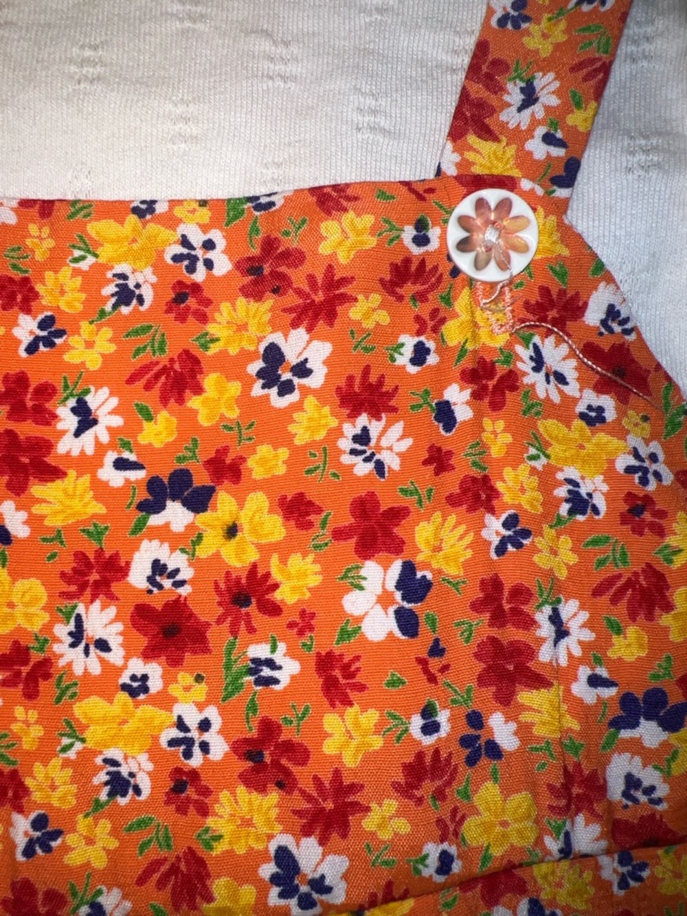 Donna Capozzi Bright Orange Floral Vintage Romper. 2T - Picture 4 of 11